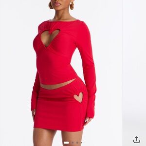 Valentines Nova Red Heart Cutout Skirt Set